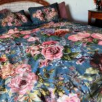 Posteljina 3D SATEN Purple flowers