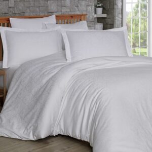 Posteljina velika Saten Žakard bela boja