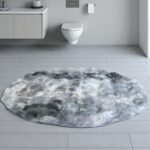 Okrugla Prostirka za kupatilo fi 100cm Sivo/Crna boja