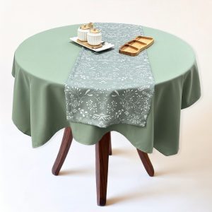 Set stolnjaka 140x180cm sa ranerom 40x140cm Zelena boja/Cvet